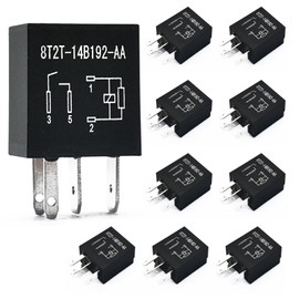 GROBARPART 8T2T14B192Aa 8T2T-14B192-Aa 10 Pcs 4 Pin Multi Purpose Relay Fit for Ford F150 F250 F-350 F-450 F-550 F150 F250 F350 F450 F550 Super Duty Fusion Expedition