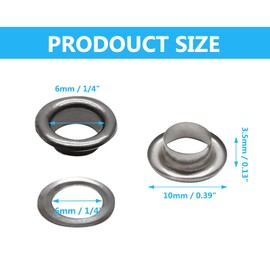 Biaungdo 1/4" Eyelets, Black Grommets Eyelets, Metal Eyelets with Washers for Canvas, Shoes, Clothing, Fabric, Leather and Bag, 100 Sets (Black)