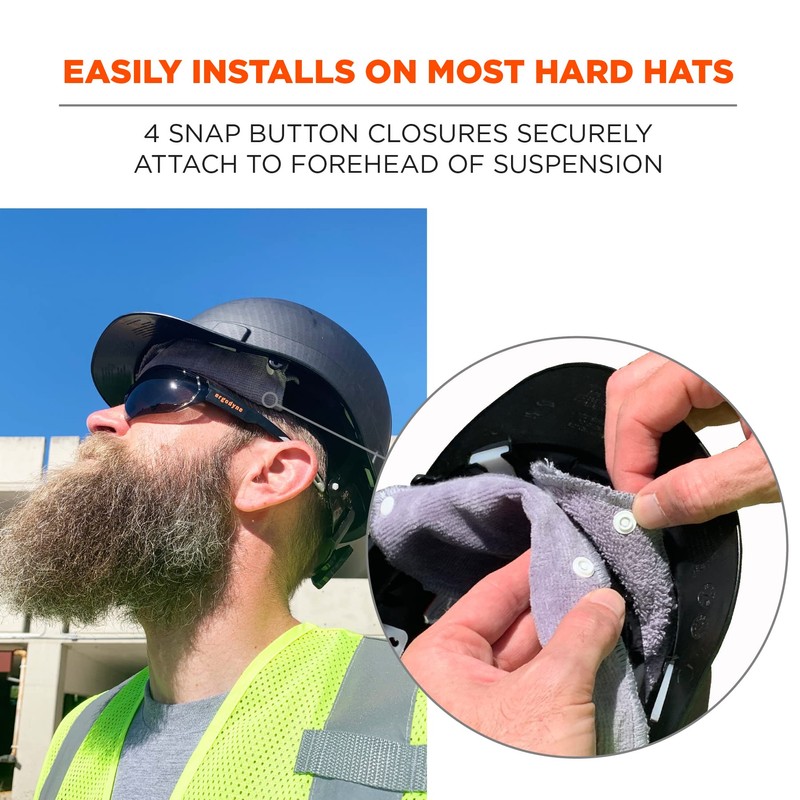 Ergodyne Chill-Its 6609 Absorptive Hard Hat Terry Sweatband, Gray, 12440
