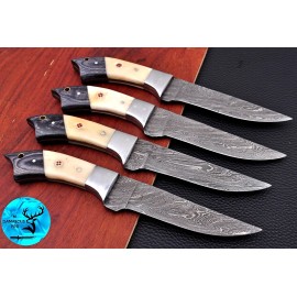 M DAMASCUS CUSTOM MADE FORGED DAMASCUS STEEL CHEF STEAK KNIFE SET KITCHEN KNIVES 1390