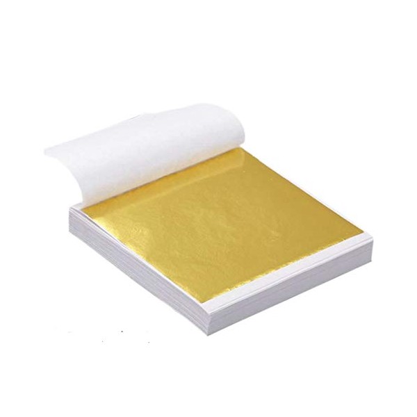 [Gold Foil Style Set of 100 Gold Powder Nail Foil Silver Foil Gold Silver Nail Foil Sheet Gel Nail Resin Parts Embedded ] UV Resin for Nail Tips, Bio Gel Replacement, Gel Supplies, Gel Light, UV LED, UV Light (Gold)