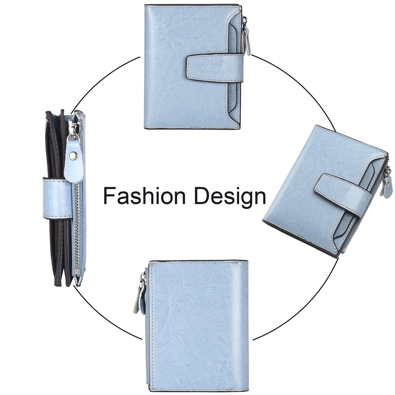 Lavemi Small Compact Women Wallet RFID Blocking Genuine Leather Bifold