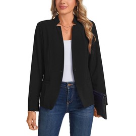YOUNIFIZ Women's Casual Blazer Long Sleeve Open Front Business Work Office Blazer Jacket with Pockets, Black