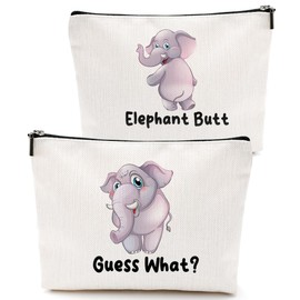 Funny Elephant Makeup Bag Elephant Gifts for Women Elephant Supplies Accessories Cute Cosmetic Bag for Girls Daughter Animal Elephant Lovers Sister Best Friends Graduation Mothers Day Birthday Gifts
