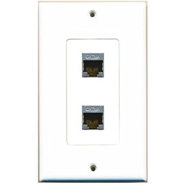 RiteAV CAT 6A 2 Port Shielded Cat6a Wall Plate 1 Gang Decorative White