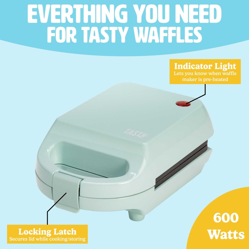 Tasty Mini Nonstick Waffle Maker, Perfect for Individual Waffles, Hash
