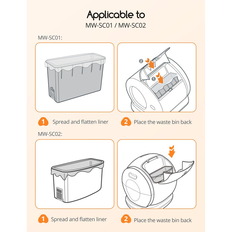 MeoWant Cat Litter Box Liners, Drawstring Receptacles Bags Thickened Waste