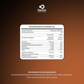 Suplementos Domos- Calcio + Vitamina D3 + Colágeno Tipo ll - 120 Cápsulas 500 Mg C/u