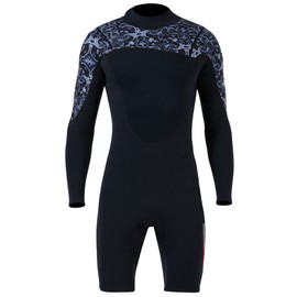 1.5MM Diving Onepiece Swimsuit Wetsuit Short Trousers for Snorkeling Surfing(Man Gray M)