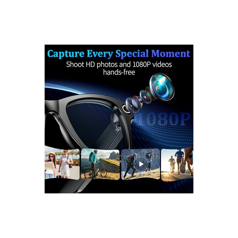 Gafas Inteligentes AI con Cámara de 8 MP, Video de
