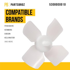 PartsBroz 5308000010 Evaporator Fan Blade - Compatible With Frigidaire Kenmore Gibson Kelvinator Refrigerator Freezer - Replaces AP2152058 PS473177 08000010 216325600 218649000 3001215 3001357