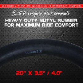 DURATREAD 20" x 3.5/4.0" Fat Tire Inner Tubes AV32mm Schrader Valve Compatible with 20" x 3.5-4.0" Fat Tire Electric Bike Bicycle Tires. Pack of One