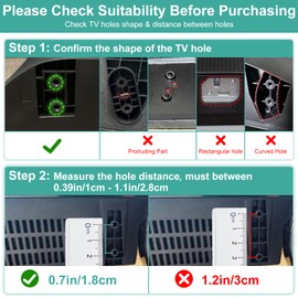 Universal TV Stand Legs Suitable for TVs with Two Bottom Holes and a Spacing of 1-2.8cm (0.39-1.1 inches) TV Base Pedestal Feet Table Top TV Replacement Stand Base with Screws