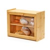 RoyalHouse Premium Bamboo Double Layer Bread Box With Clear Window,