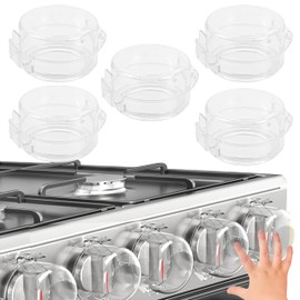 YTDSUP Stove Knob Covers for Child Safety (5 Pack, Small-Size, Clear), Childproof Stove Knob Safety Covers, Prevent Kids-Pets from Gas Stove Oven Knob Locks, Heat-Resistant (Please Note The Size!)