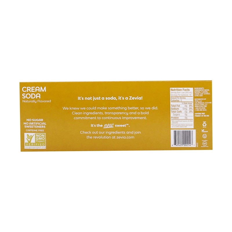 Zevia Zero Calorie Soda, Cream, 12 Fluid Ounce