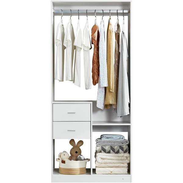 Wood Closet Organizer System: Stand-Alone Wooden Closet System Kit with