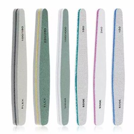 TIKA 6 Pcs Double-Sided Nail Files Set - 100/180 Grit Manicure & Pedicure Emery Board