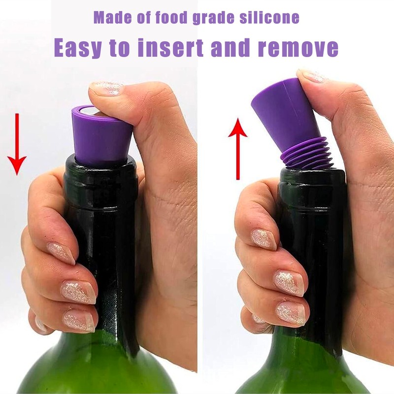 Wine Stoppers – 6 Pack Silicone Wine Bottle Stoppers with