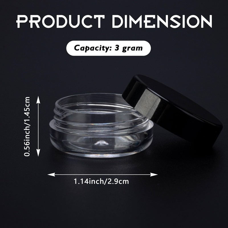 50 Count 3 Gram Sample Containers, Clear Lip Balm Containers