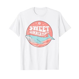 Womens Sweet Summertime Whale Beach Ocean Tropical Hibiscus T-Shirt