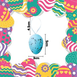 12PCs Easter Speckled Hanging Eggs, Multi Colored Styrofoam Easter Hanging Eggs, Easter Tree Home Decorations, Basket Filler Ornaments 5cm