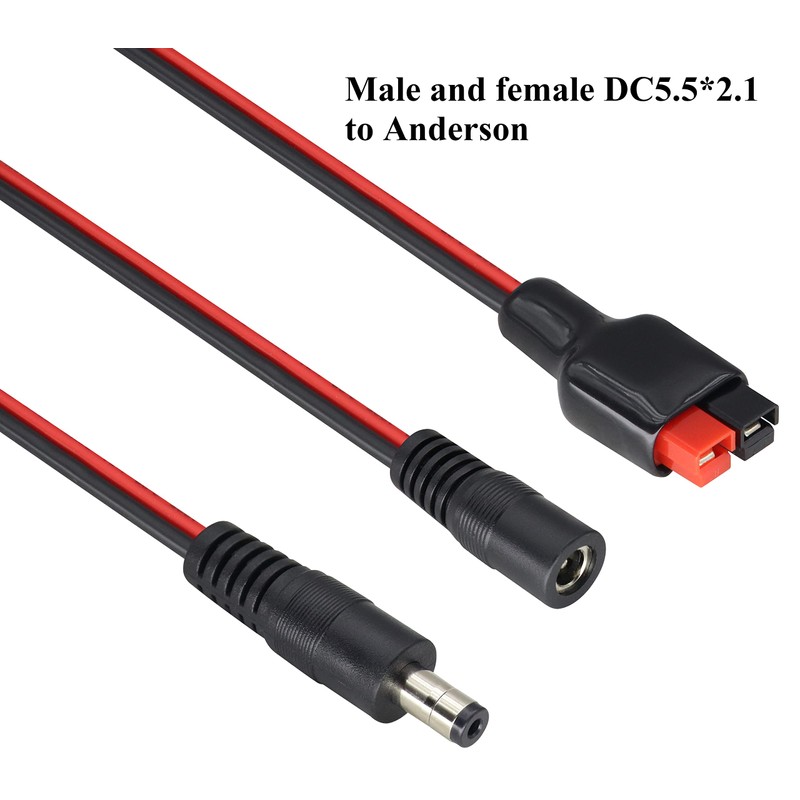 HCFeng 14AWG DC 5521Male/Female Power Plug to an-der-Son Cable 45A