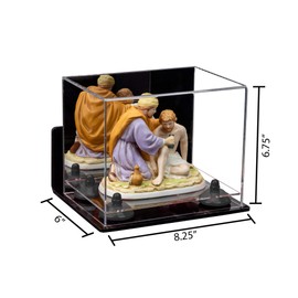 Better Display Cases Versatile Acrylic Display Case - Small Rectangle Box with Mirror, Wall Mount, Black Risers and Clear Base 8.25" x 6" x 6.75" (A003-BR)