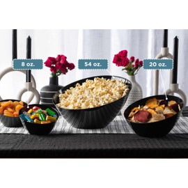 Posh Setting Black Plastic Serving Bowls Disposable Plastic Angled Serving Bowls, Hard Plastic Large Party Snack Bowls, Chips Bowls, Salad, Candy and Fruit Bowl 5 Pack
