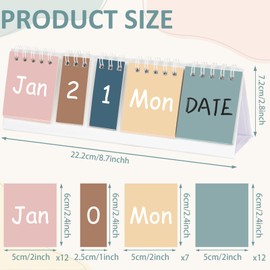 Boho Perpetual Desk Calendar Count Down Flip Calendar Christmas New Year Gift for Women Desktop Calendar for Office Classroom Supplies with Day Date Month Display Planner Home Decor 8.74 x 2.76 Inch