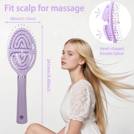 Detangling Hair Brush, 1 Pcs Detangle Brush with Flexible Soft Bristles for Women, No-Tangle Hairbrush for Curly, Straight, Wet & Dry Hair - Easily Through Tangles Without Pulling (Blue)