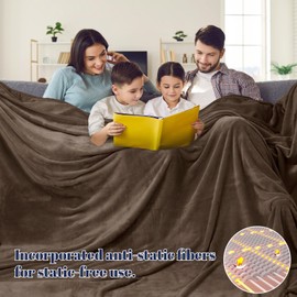 PHF Oversized King Big Fleece Blanket 120"x120", No Shed No Pilling Extra Large Soft Blanket, Giant 10'x 10' Lightweight for Bed, Sofa Travel and Camping, Suitable for All Season, Cocoa Brown
