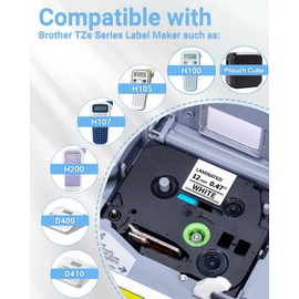 Oozmas Tapes 12 mm Compatible with Brother P-touch Label Tape TZe-231 TZ231 TZe TZ Tape 12 mm 0.47 for Brother Label Maker H105 D210 D400 H110 1010 H100lb 1280 H107B Cube, Pack of 5