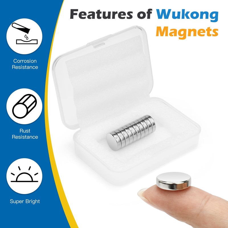 Wukong 15x4mm Round Strong Magnets, 10 Pack Small Fridge Magnets