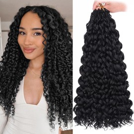 lianlian GoGo Curl Crochet Hair 18 Inch Curly Crochet for Women 8 Packs Beach Curl Water Wave Deep Twist Crochet Braids Synthetic Braiding Hair Extensions