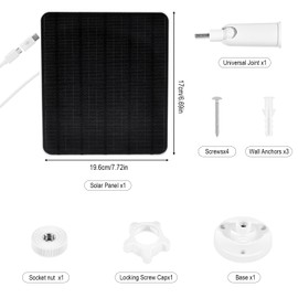 6W Solar Panel for Outdoor Security Camera, 5V USB/Type-C Charger with 10Ft Cable - IP65 Waterproof, 360°Adjustable Bracket, Compatible with Rechargeable Battery Camera
