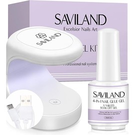 SAVILAND Gel Nail Glue with Lamp: 15 ML U V Nail Glue Gel DUO for Nails Tips and U V Light for Nails Fast Curing Gel Extension DIY Manicure Art Gift for Girls