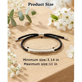 Geyynow 2 Pcs Dont Let the Hard Days Win Bracelet, Adjustable Handmade Motivational Bracelet for Men & Women (silver)