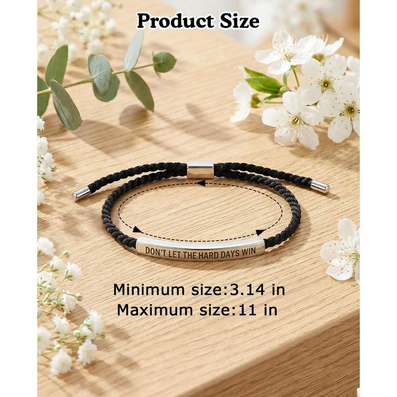 Geyynow 2 Pcs Dont Let the Hard Days Win Bracelet,