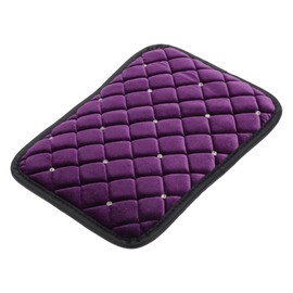 A ABSOPRO Car Armrest Cushion Pad Non-slip 12.20"x8.86" Seat Box Cover Protector Plush,Rhinestone Purple Center Console Lid