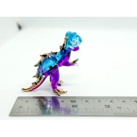 Sansukjai T-rex Tyrannosaurus Dinosaur Miniature Figurines Hand Painted Blown Glass Art Animals Collectible Gift Home Décor, Purple (N)