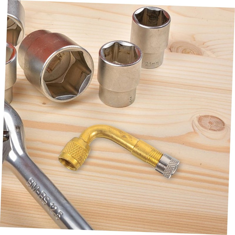 ULTECHNOVO 2PCS Angled Brass Tire Valve Extension Adapter for Quick