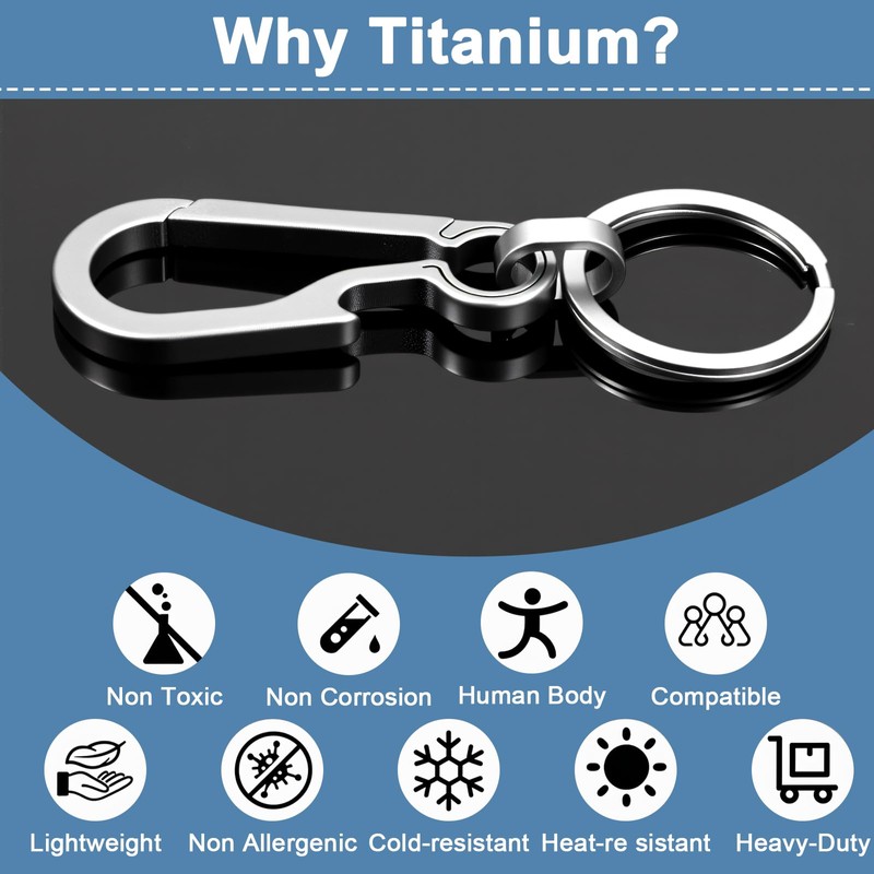 WJIAAA Key Chain Clip Titanium Carabiner Keychain,Quick Release Heavy Duty