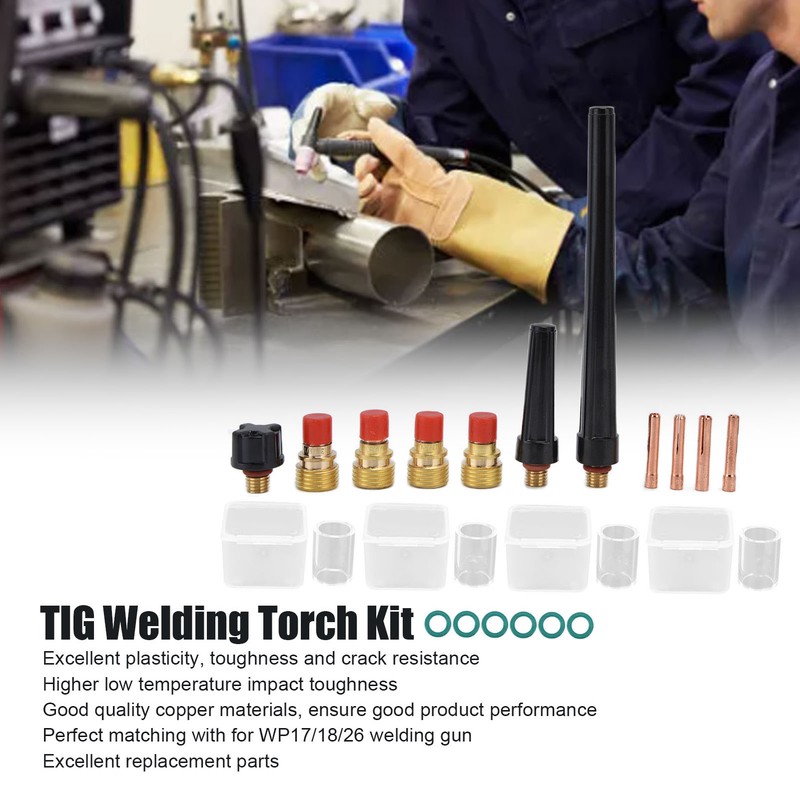 21Pcs TIG Welding Torch Kit Collets Glass Cups Back Caps