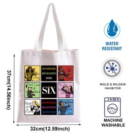 TOBGBE SIX Broadway Musical Gift Musical Theater Canvas Shopping Bag For Idea Broadway Theater Decor Tote Bag (SIX Tote CA)