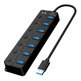 iplusmile 7-Port High Speed USB 3.0 Hub Hub USB for Laptop USB Hub Extension Individual Power