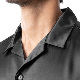 Joseph Abboud Men's Long Sleeve Charmeuse Satin Pajama Sleep Set, Black, Large, Black, Large