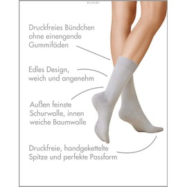 KUNERT Women's Socks Soft Wool Cotton Pressure-free Waistband, Light grey 0170