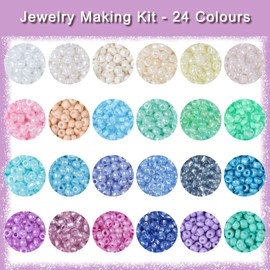 Yholin 3mm Glass Seed Beads, 8/0 Small Pony Beads Jewelry Friendship Bracelet Making Kit, Tiny Waist Letter Beads, DIY Art Craft Gifts