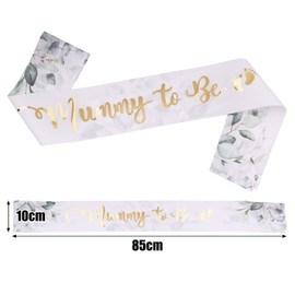 COLOFALLA Mummy to Be Sash Baby Shower Girl Sage Green Foliage Twinkle Rose Gold Jungle Mum to be Sash for Baby Shower Party Decorations (Flowers)